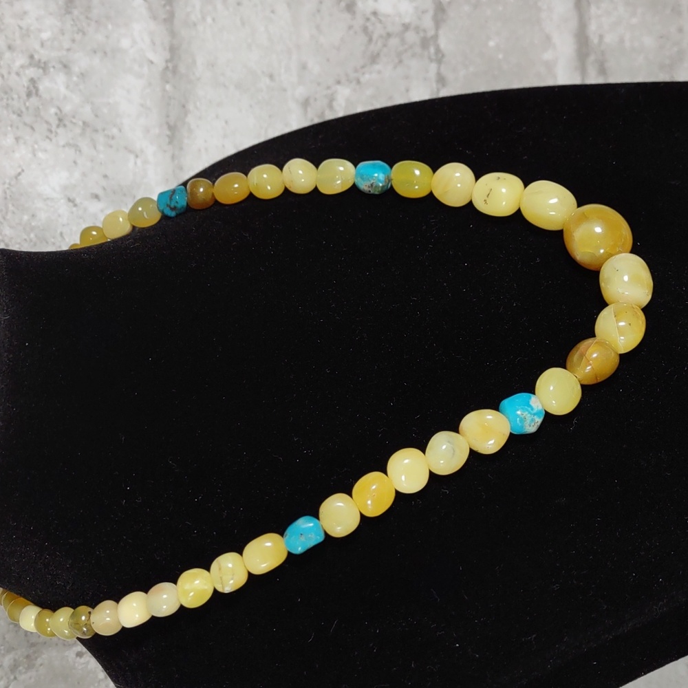 Jay King Yellow Agate/Turquoise Bead Necklace